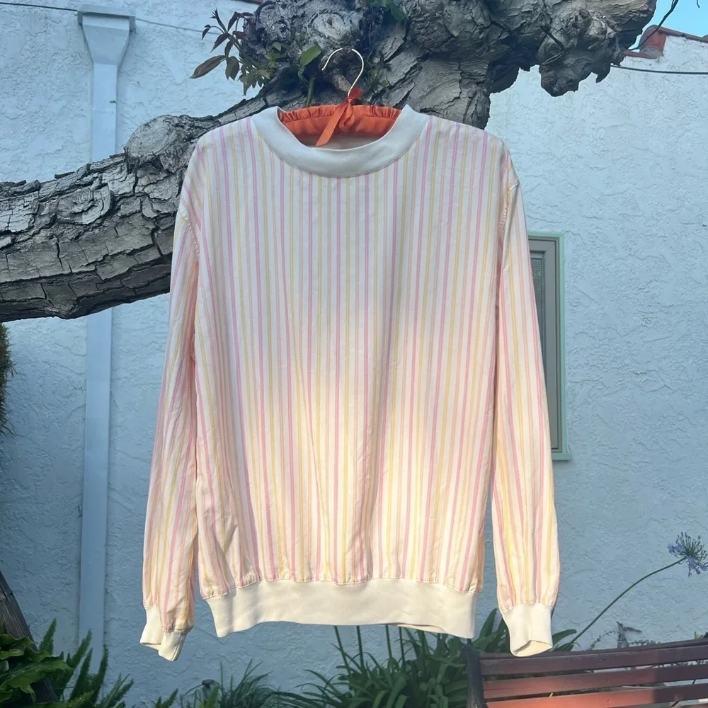 Vtg Liz Claiborne Pink, Yellow, White Striped Long-Sleeve Pullover Top | Small - Picture 13 of 13